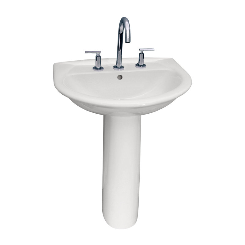 Barclay Karla White Vitreous China U-Shaped Bathroom Sink with Overflow, 8" Centers, 33" H x 19.12" W x 23.75" L