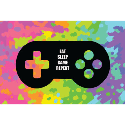 «Eat, Sleep, Game, Répétition sur toile» par Katie Conley, reproduction d'art