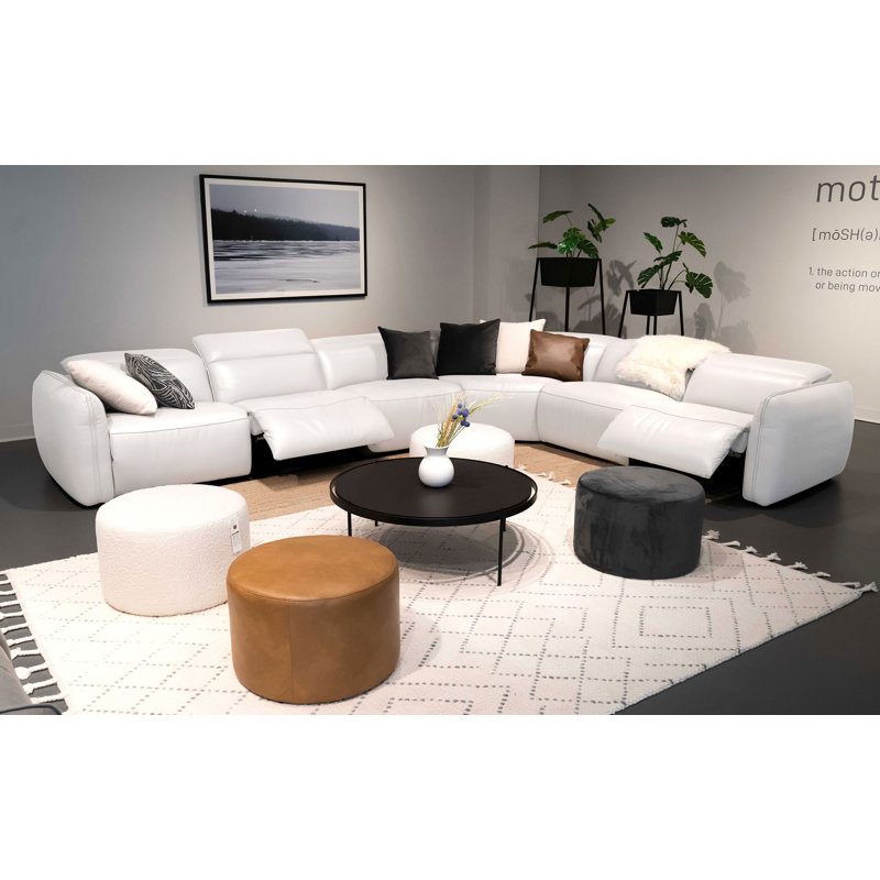 Canapé modulaire inclinable de gauche en cuir véritable de 171 po de largeur Lizvet