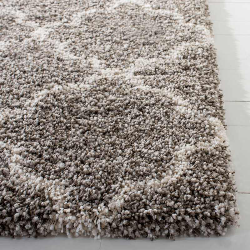 Darrold Shag Performance Geometric Rug, Rectangle 8' x 10', Gray/Ivory