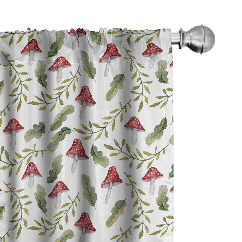 Mushroom Watercolor Semi-Sheer Rod Pocket Sliding Panel, 28" x 95"