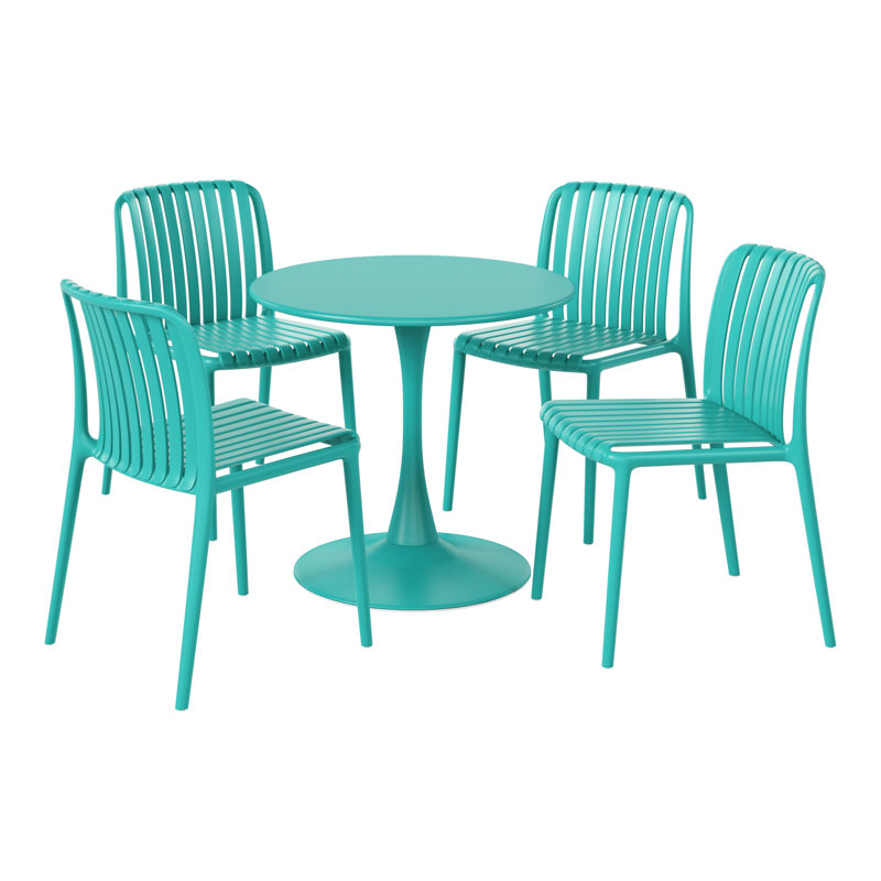 Ensemble repas extérieur pour 4 personnes, H 29 po x l 31,5 po x P 31,5 po, Sarcelle, 4