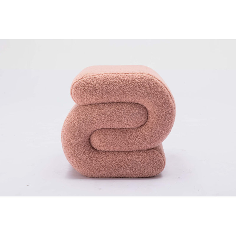 Merchiston Solid Wood Accent Stool, Pink Teddy