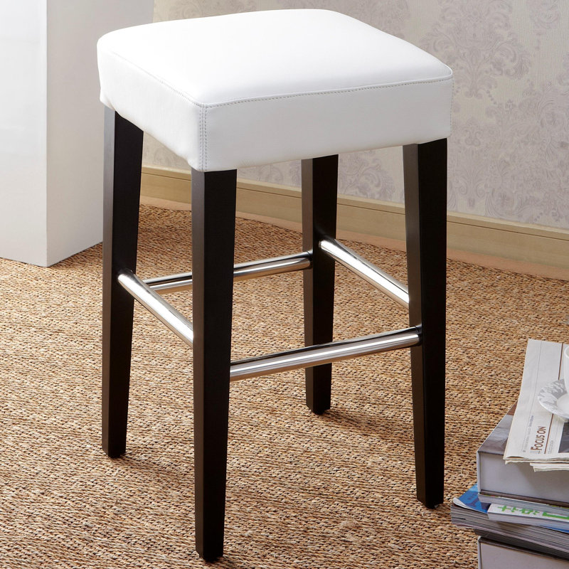 Landershire Upholstered Counter Stool with Solid Wood Frame, White