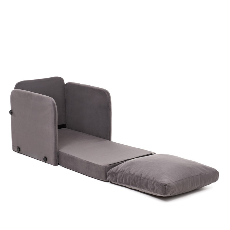 Modern 1-Seat Sofa-Bed, Grey Fabric, 26.8 x 27.6 x 26.0 inches | 100% Metal Frame & 100% Polyester Upholstery | Converts to Bed (78.7 x 23.6 inches) | Perfect for Small Spaces, Stylish & Functional Design