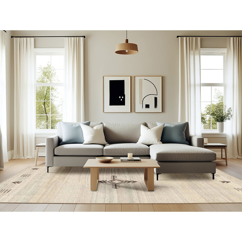 Tapis contemporain ivoire, Rectangle 6 pi x 9 pi
