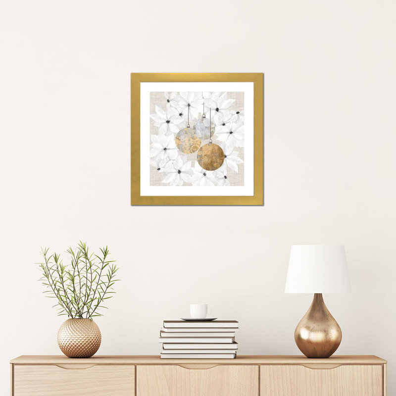 «Soph sophistiqué Noël III» par Grace Popp - impression, H 16 po x l 16 po x p 1 po, Papier encadré doré, Blanc