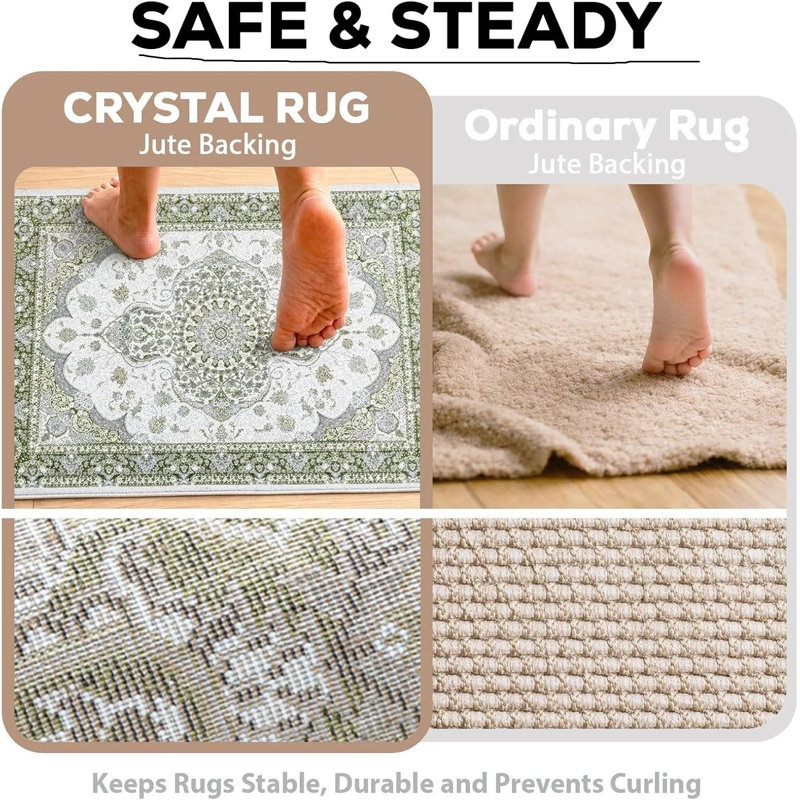 Area Rug, Green, Runner 60cm x 220cm