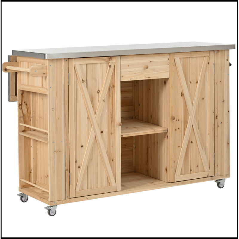 Outdoor Kitchen Island with Stainless Steel Top, Ample Storage, Towel Racks, Spice Racks, and Bottle Opener for Natural Outdoor Entertaining