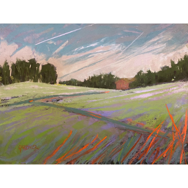 «In My Little Town» par Dina Gardner, H 17,25 po x l 21,25 po x P 0,875 po, Papier avec cadre noir