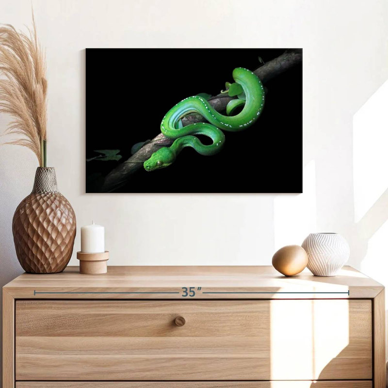 Brampt Green Python Slithering On A Branch, 16" H x 24" W