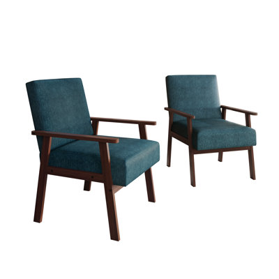 Ensemble de 2 chaises d'appoint en lin bleu