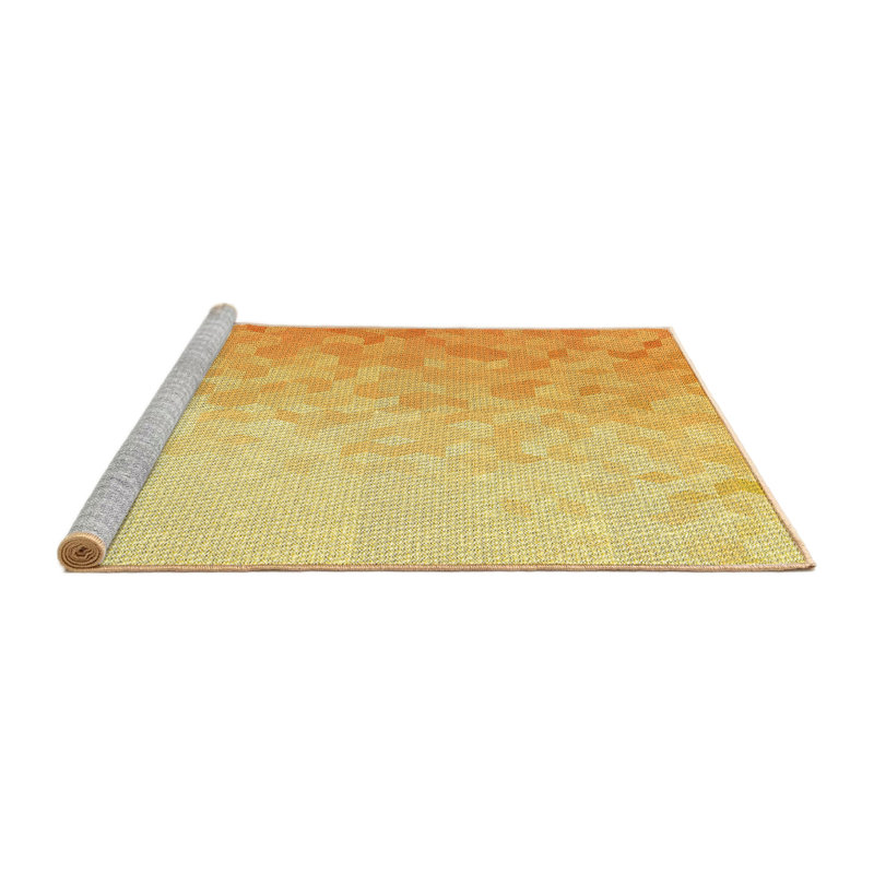 Tapis jaune tissé à la machine, Rond 8 pi