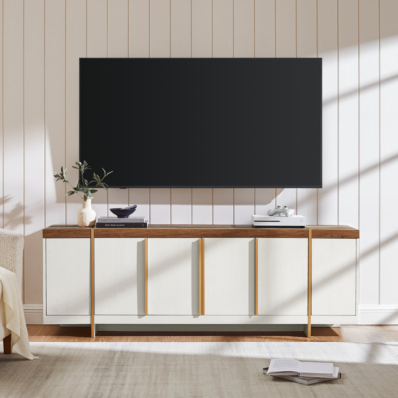 70" Modern TV Stand for TVs Up to 80" with 6 Doors & Adjustable Shelves, White