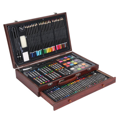 140 pièces de fournitures d'art avec crayons de couleur pastels à l'huile, crayons d'aquarelle