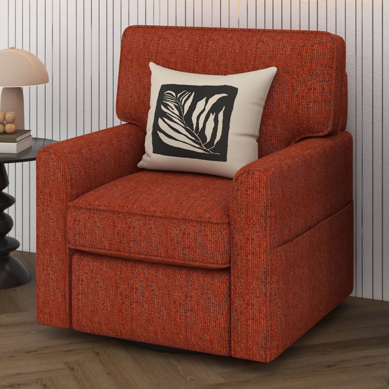 Fauteuil d'appoint pivotant à 360 ° avec poches latérales pour salon, chambre à coucher, bureau, hôtel, Rouge
