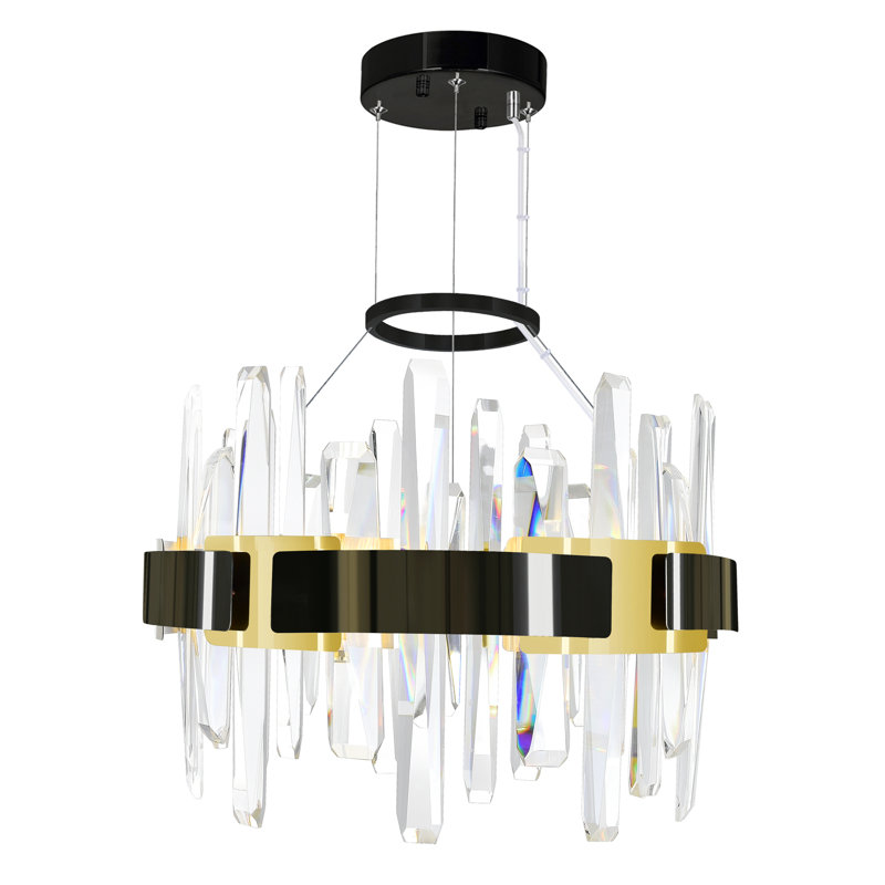 18'' Pearl Black Modern Integrated LED Chandelier for Dining Room, Kitchen, Foyer