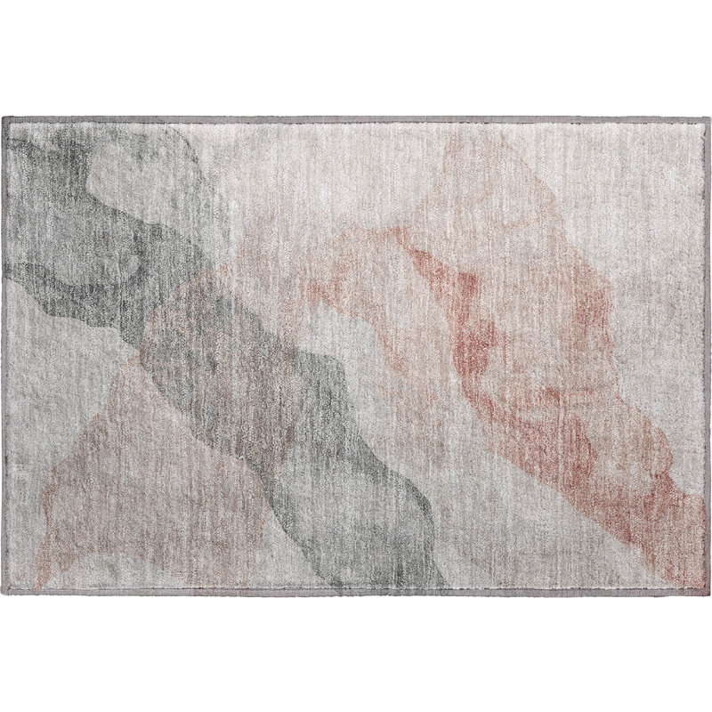 Premium Machine Washable Mayfield AMF2109 Abstract Rug, 1'8" x 2'6", Salmon
