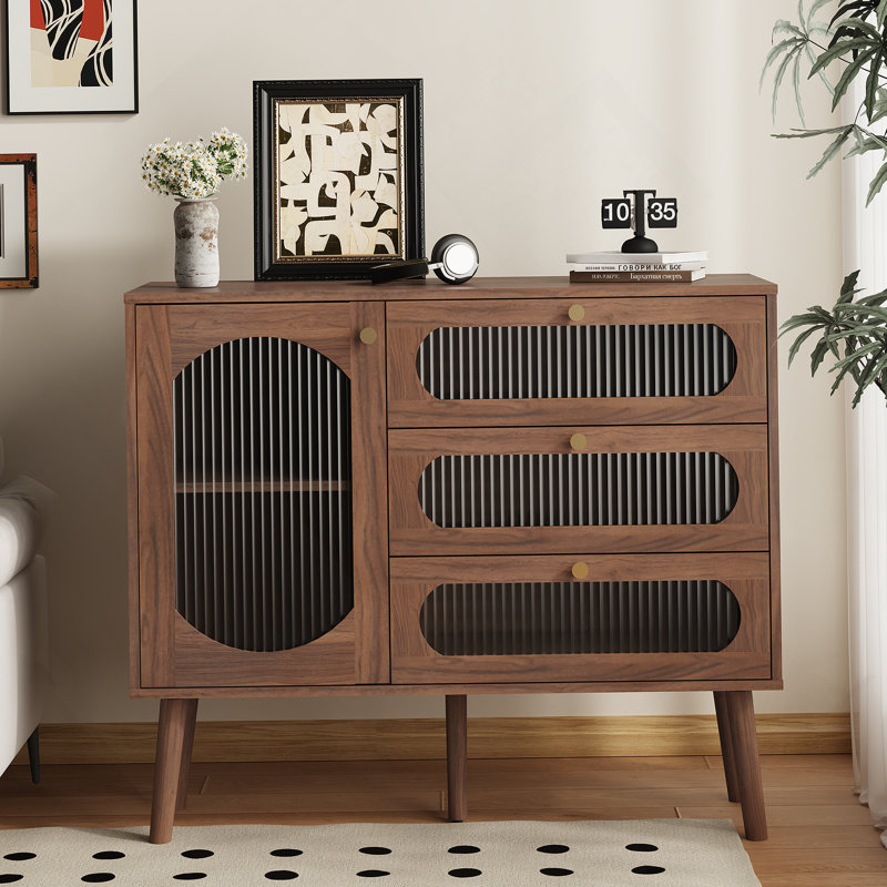 Armoire décorative avec 3 tiroirs, armoire de rangement en bois avec tablettes, buffet de salon, vestibule