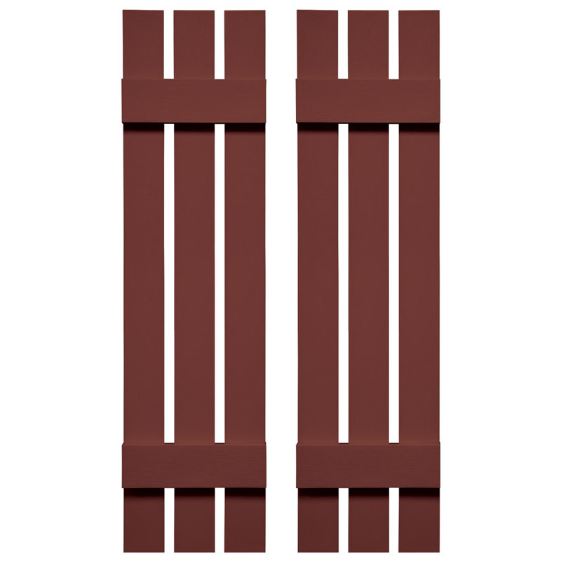 Builders Edge, paire de volets personnalisés à trois planches espacées, planche-n-lattes, Rouge bourgogne, 34 po