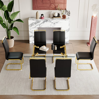 Glass Dining Table Set For 6