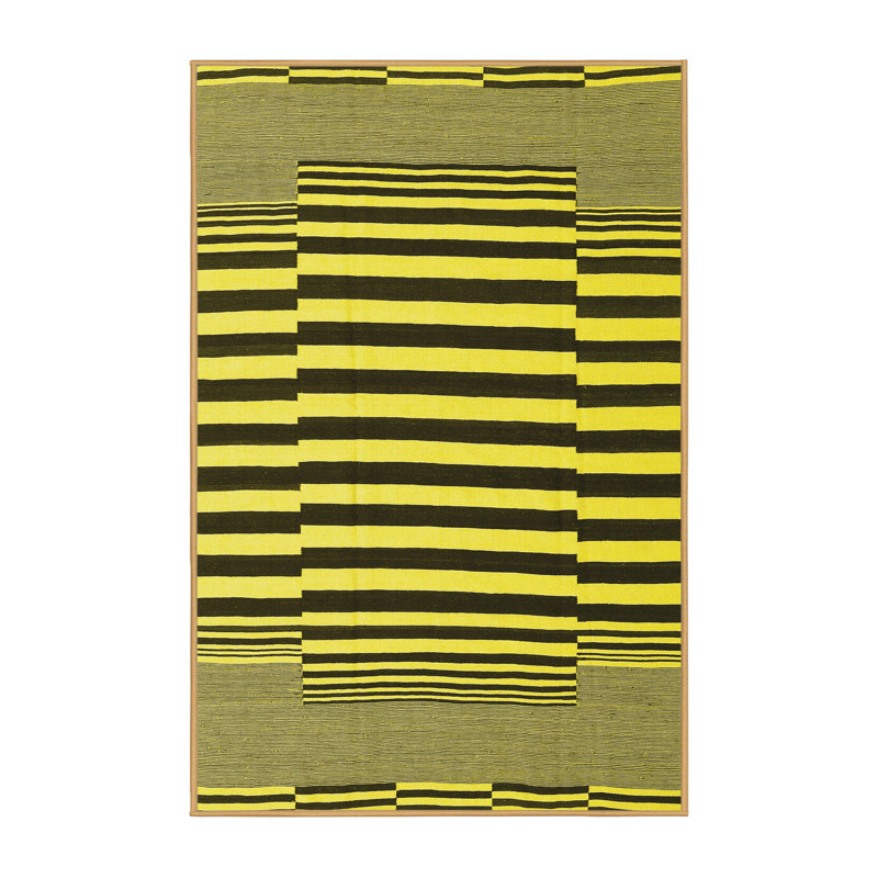 Tapis contemporains jaunes lavables à la machine 2788, Rectangle 3 pi x 5 pi
