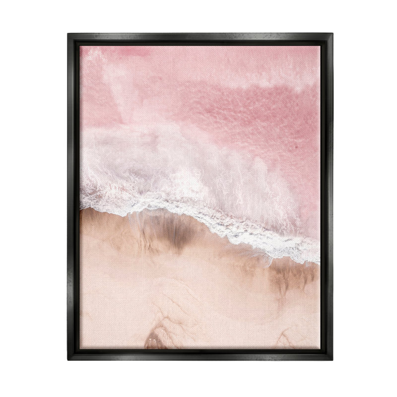 " Pink Sea Beach Shore " by Sisi And Seb, 21" H x 17" W x 1.7" D, Jet Black Floater Frame