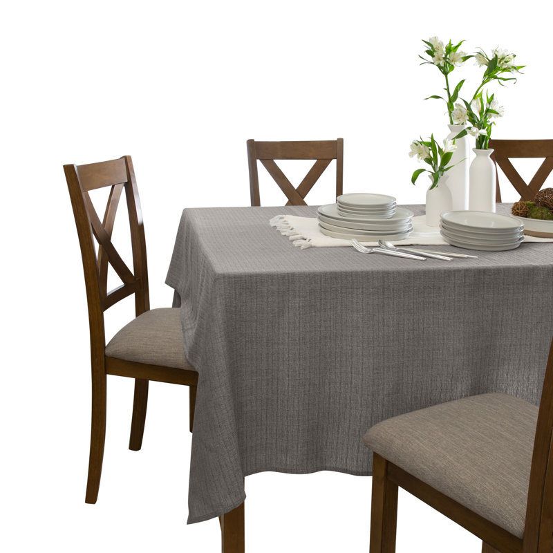 Tonyetta Rectangle Polyester Tablecloth, Silver, 70"x 144" Rectangle