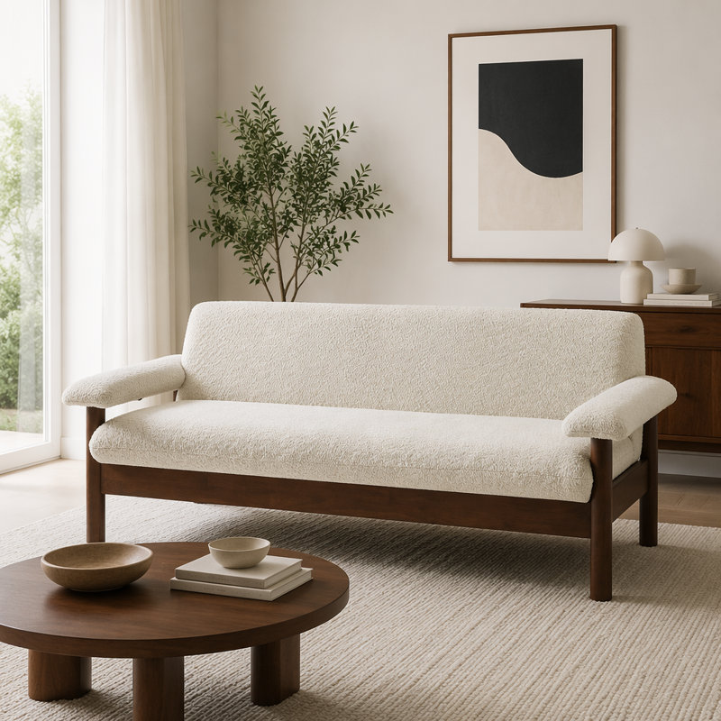 Causeuse 72,8 "avec coussins d'accoudoirs, Beige