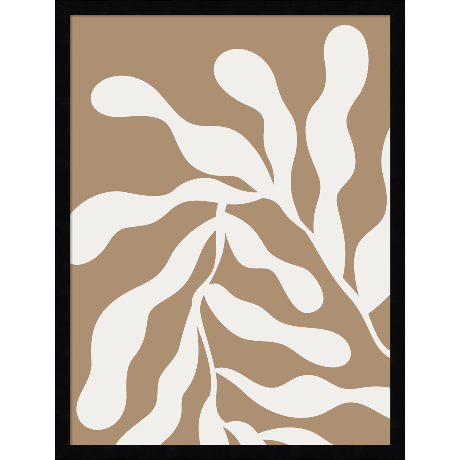Erminia "Retro Matisse Botanical 1" Print, Black, 25" H x 19" W x 1" D