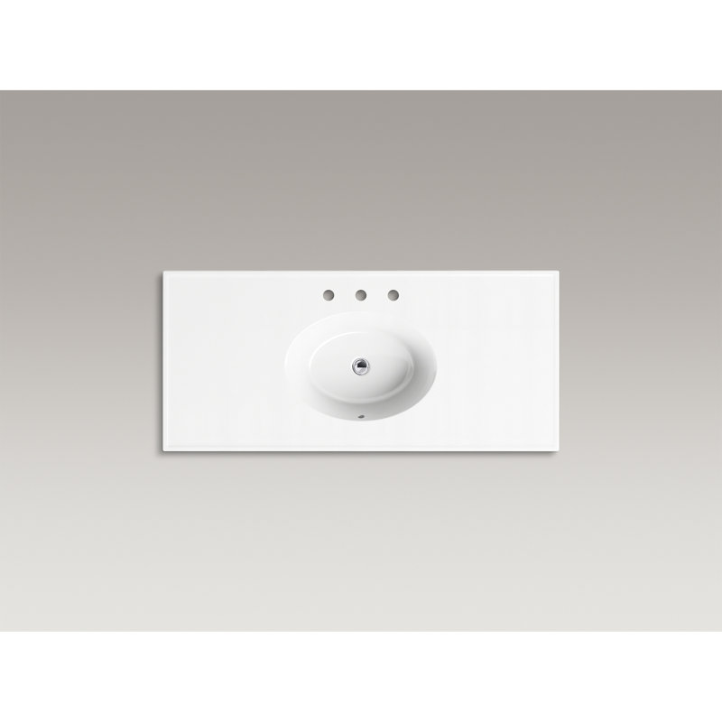 CeramicImpressions 49 In. Rectangular Vanity-Top Bathroom Sink with 8 In. Centerset Faucet Holes, White, Rectangular