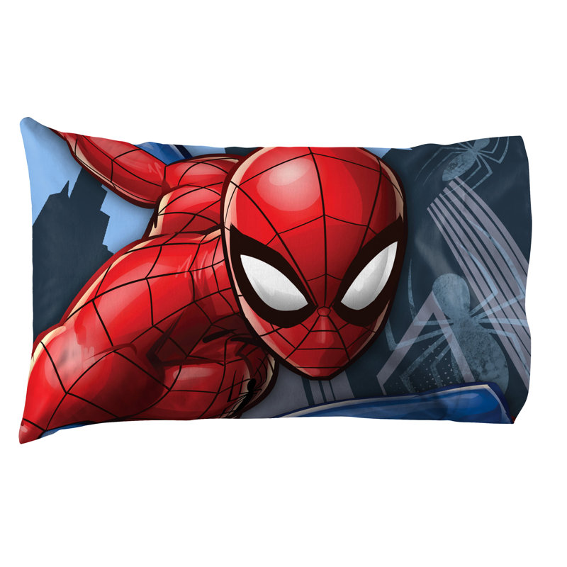 Marvel Spiderman Crawl Bed Set w/ Sham, Queen Comforter + 4 Additional Pieces