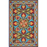 Porcelain Jar Floral Hand Hooked Wool Green/Blue/Red Area Rug
