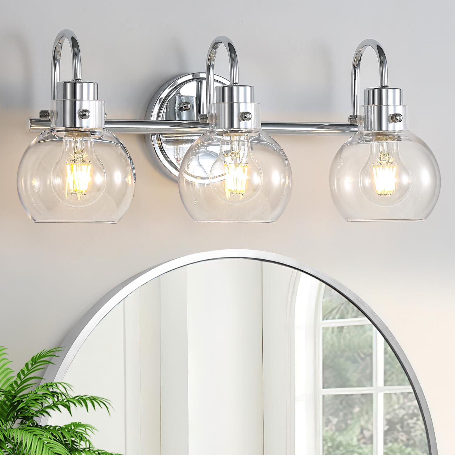 View of Ebern Designs 3-Light Vanity Light, Brushed Brass Bathroom Light ...
