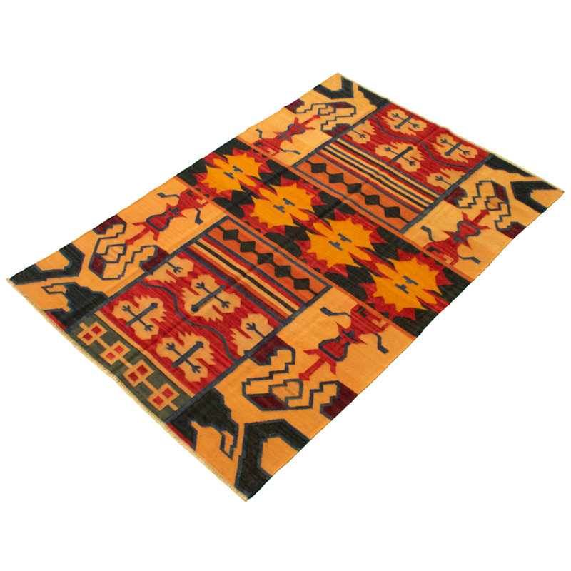 One-of-a-Kind Rectangle 6' X 9'2" New Age Wool Area Rug in Red