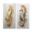 Hippocampe magique beige - ensemble de 2 reproductions d'art en métal hippocampe-1639302340