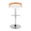 Ensemble de 3 tabourets de bar pivotants à hauteur réglable, de couleur naturelle et blanche, avec base chromée et revêtement en cuir PU.