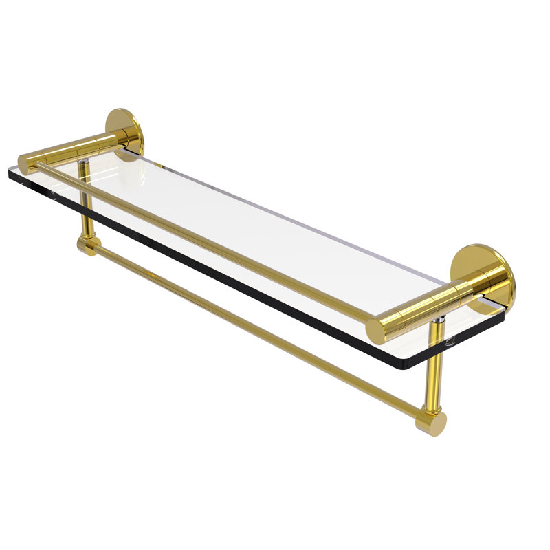 Ballenas Bracket Shelf with Towel Bar, Polished Brass, 5'' H X 16'' W X 5.5'' D