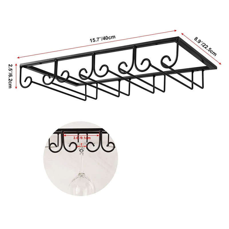 Wall Mounted Wine Glass Rack in Black