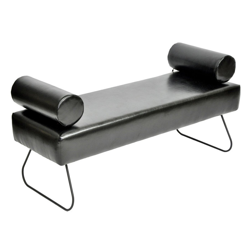 Eco Faux Leather Upholstered Bench, Black