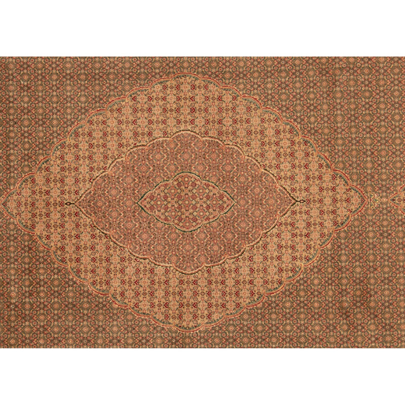Tapis vert clair et crème noué à la main de haute qualité