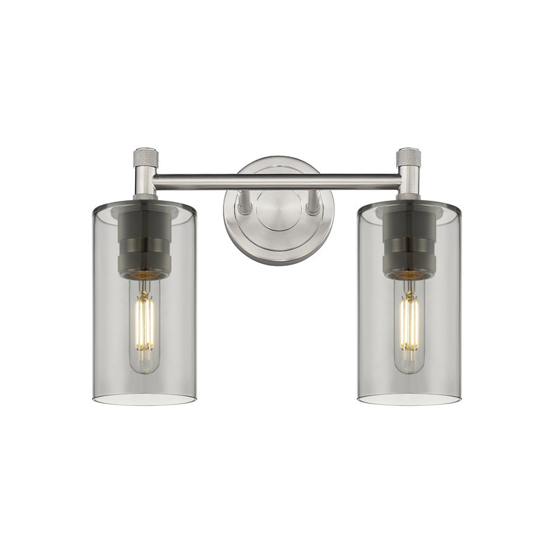 Éclairage pour meuble-lavabo mural 2 lumières Crown Point, Fumée, Nickel satiné
