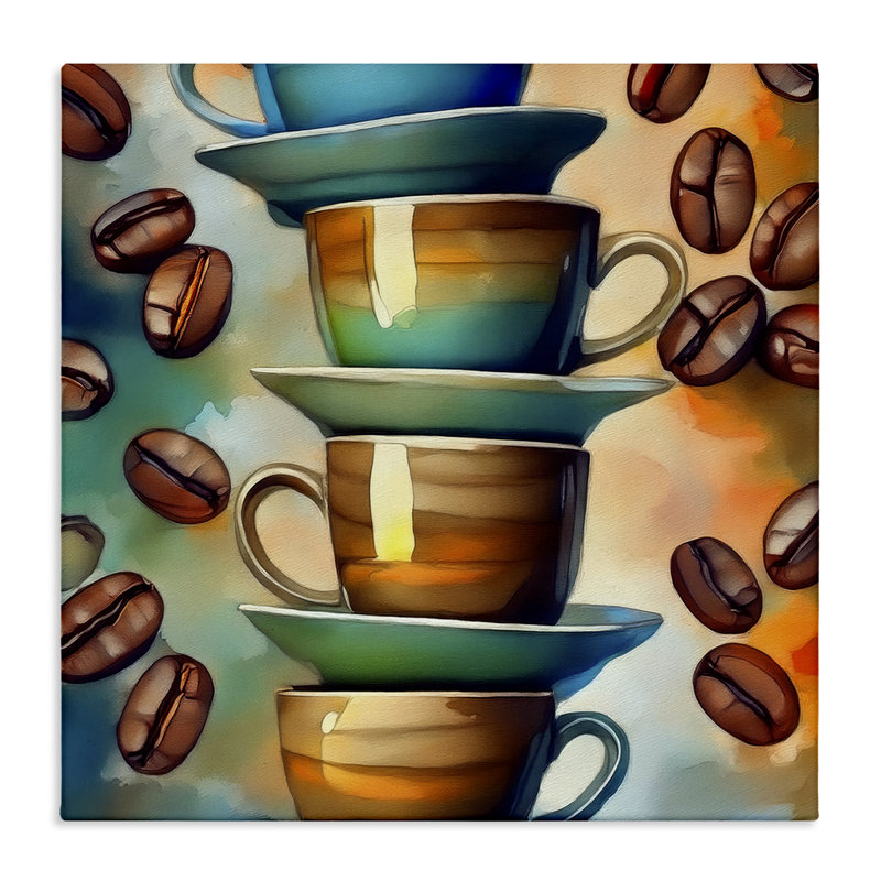 Art mural sur toile Tasses à thé et café en céramique par Alina Georgescu bp-805_CN, H 24 po x l 24 po