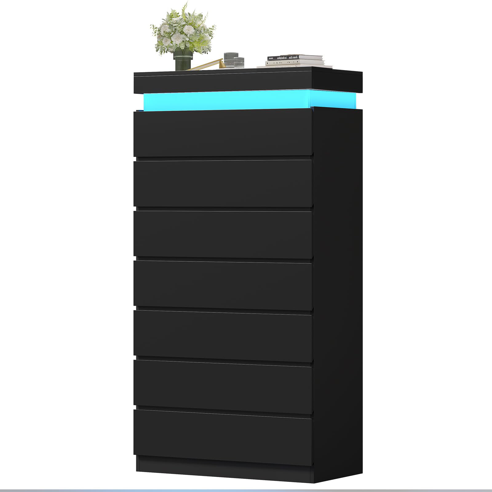 Wrought Studio 7 Drawer Dresser With Led Light, Tall Closet Dressers ...