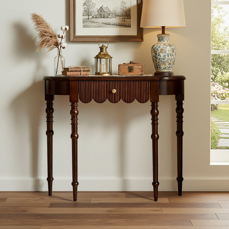 39" Solid Wood Console Table, Walnut