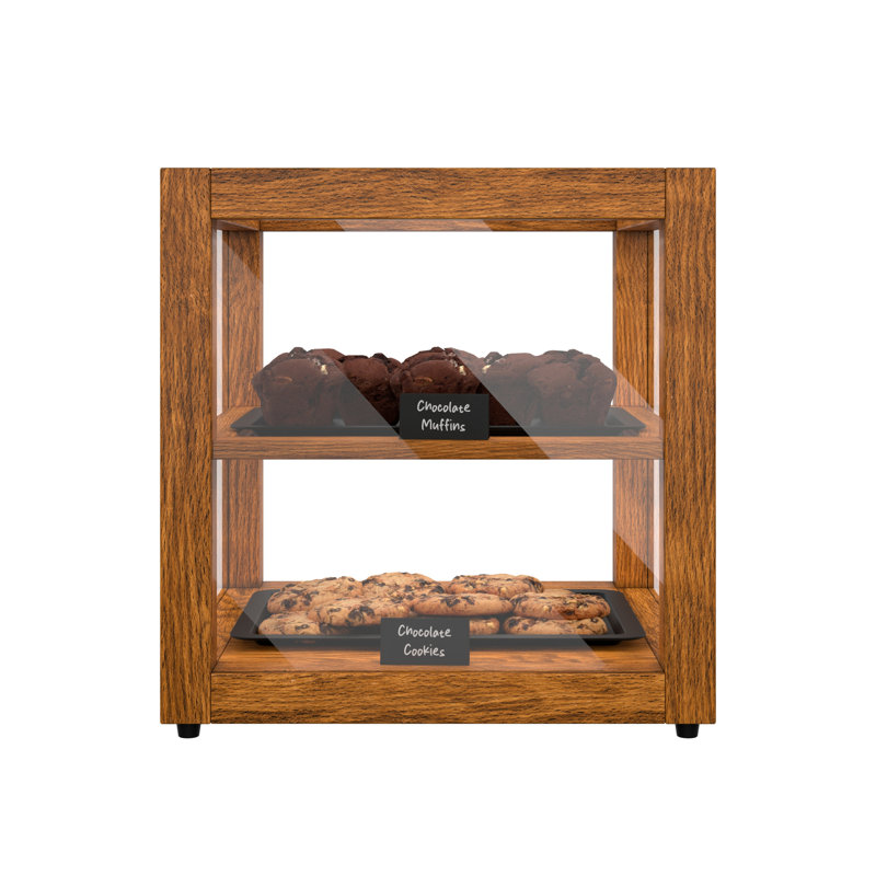 15 po Vitrine carrée en bois Artisan, Marron clair