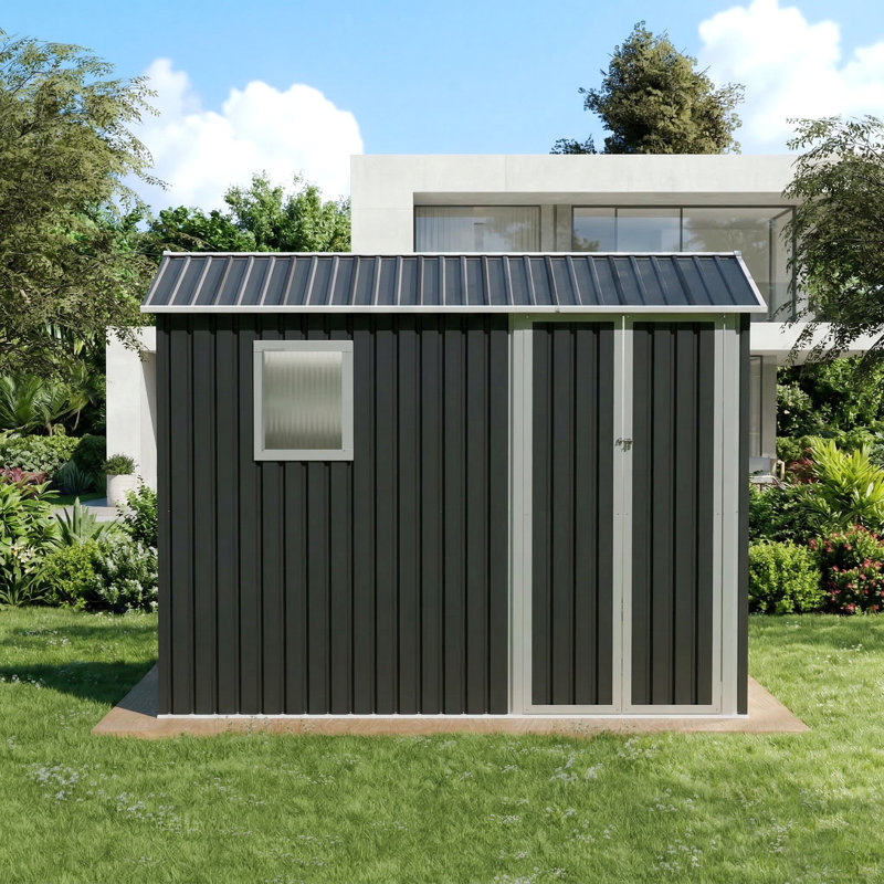 Remise de jardin en métal 9 x 6 pi avec 1 fenêtre pour portes de charnières d'extérieur