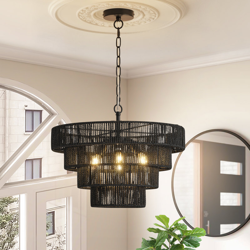 Lustre à 6 lumières Akim59, Noir mat, Noir