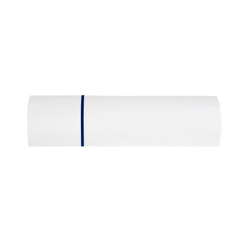 Classic Hotel 100% Cotton Percale Sheet Set, Twin, white-navy