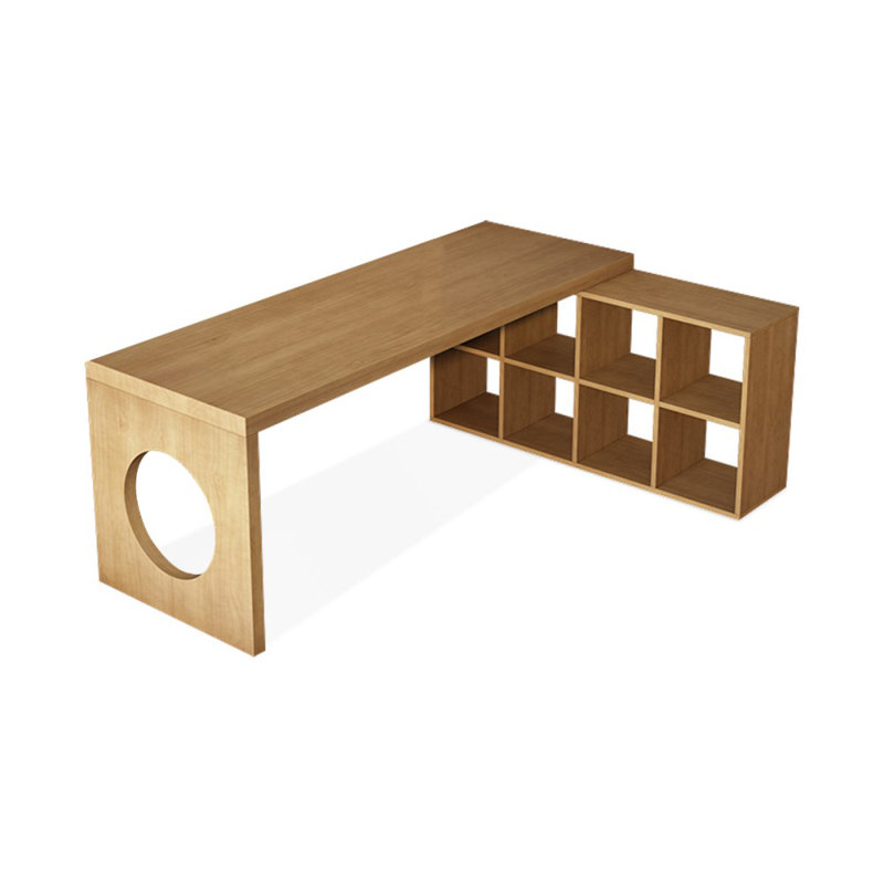 Burlywood L-Shaped Solid Wood desks, 29.53" H x 62.99" W x 55.12" D, Right Hand Return